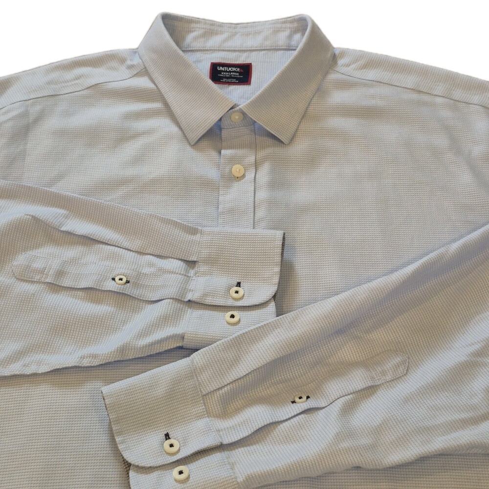 UNTUCKit Burke Wrinkle Free Shirt Men 3X Chambray Sky Blue Relaxed Fit Button Up